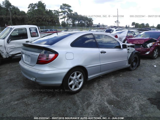 WDBRN47JX2A188777 - 2002 MERCEDES-BENZ C 230K SPORT COUPE SILVER photo 4