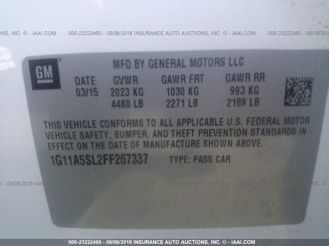 1G11A5SL2FF267337 - 2015 CHEVROLET MALIBU LS Ağ foto 9