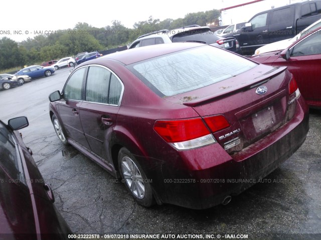 4S3BMCC65C3033870 - 2012 SUBARU LEGACY 2.5I PREMIUM MAROON photo 3