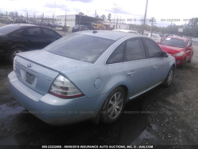 1FAHP24W68G149210 - 2008 FORD TAURUS SEL Light Blue photo 4