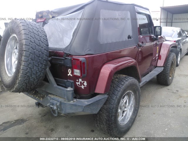 1J4FA541X8L566811 - 2008 JEEP WRANGLER SAHARA RED photo 4