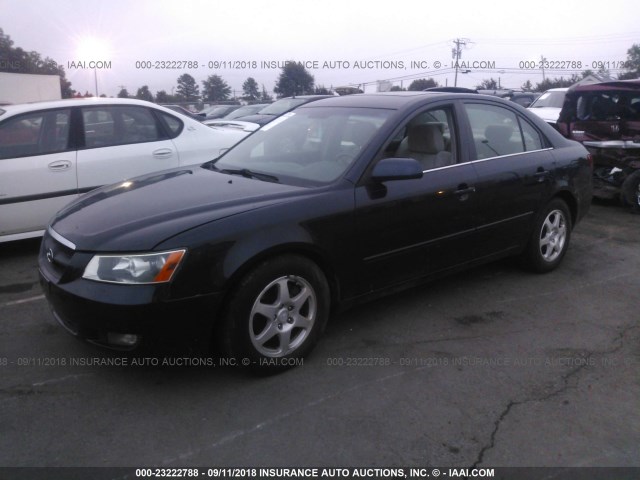 5NPEU46F36H065739 - 2006 HYUNDAI SONATA GLS/LX BLUE photo 2