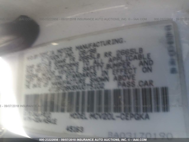 4T1BF28K8XU075102 - 1999 TOYOTA CAMRY LE/XLE WHITE photo 9