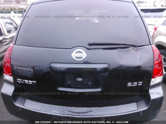 5N1BV28U46N123286 - 2006 NISSAN QUEST S/SE/SL BLACK photo 6