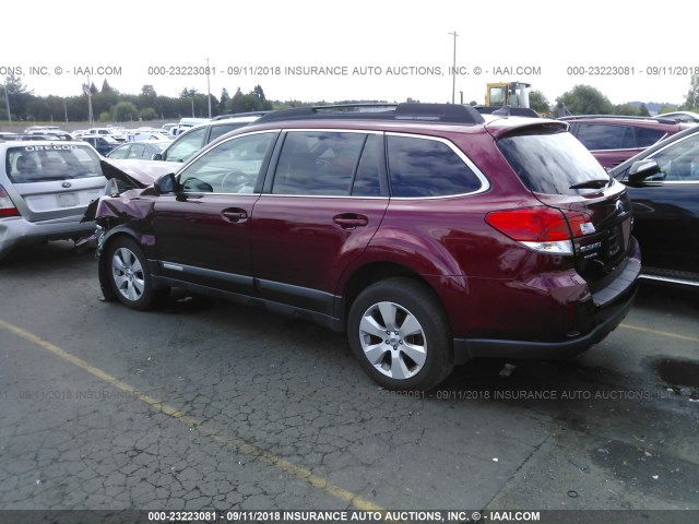 4S4BRBLC3C3239136 - 2012 SUBARU OUTBACK 2.5I LIMITED RED photo 3