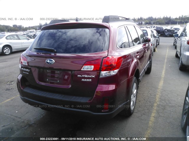 4S4BRBLC3C3239136 - 2012 SUBARU OUTBACK 2.5I LIMITED RED photo 4