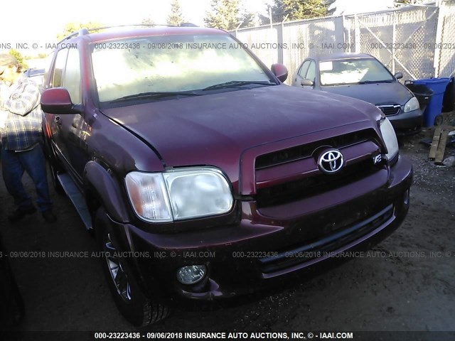 5TDBT44A17S279248 - 2007 TOYOTA SEQUOIA SR5 BURGUNDY photo 1