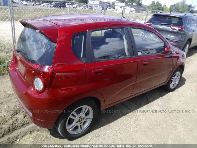 KL1TD66E39B651879 - 2009 CHEVROLET AVEO LS/LT RED photo 4