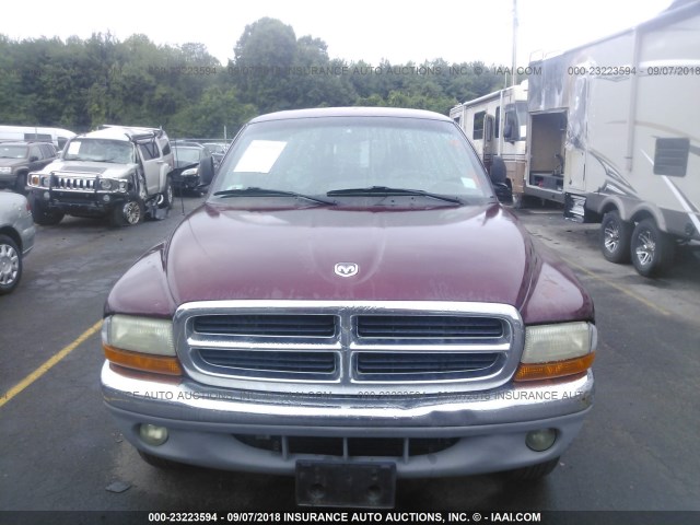 1B7GG22NXYS659153 - 2000 DODGE DAKOTA BURGUNDY photo 6