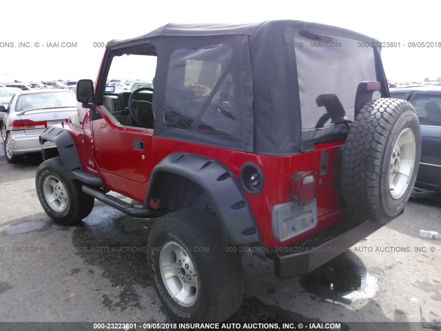 1J4FA49S33P331535 - 2003 JEEP WRANGLER / TJ SPORT RED photo 3