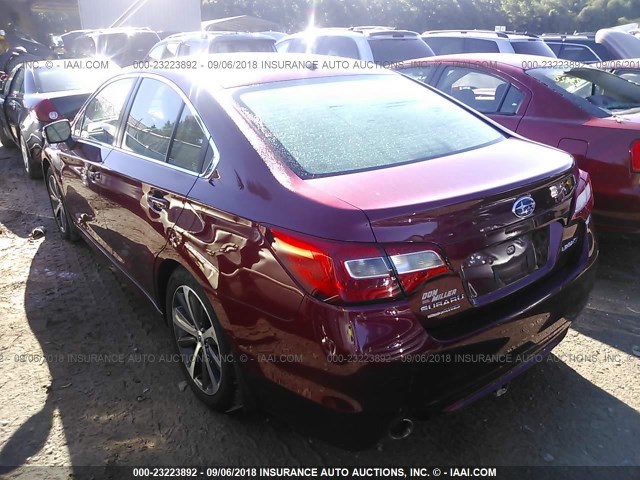 4S3BNBN64F3024635 - 2015 SUBARU LEGACY 2.5I LIMITED RED photo 3