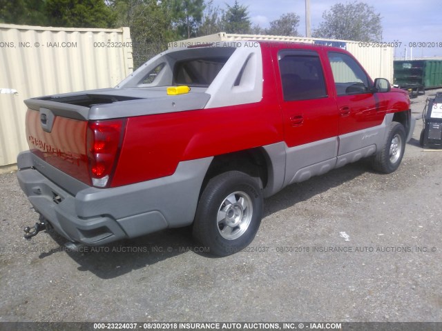 3GNEC13T92G105554 - 2002 CHEVROLET AVALANCHE C1500 RED photo 4