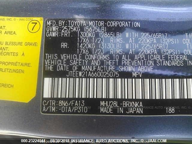 JTEEW21A660025075 - 2006 TOYOTA HIGHLANDER HYBRID Unknown photo 9