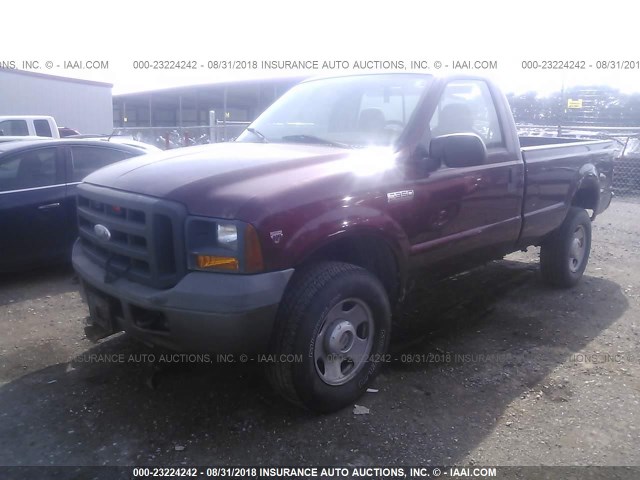 1FTWF31Y05EB03640 - 2005 FORD F350 SRW SUPER DUTY BURGUNDY photo 2