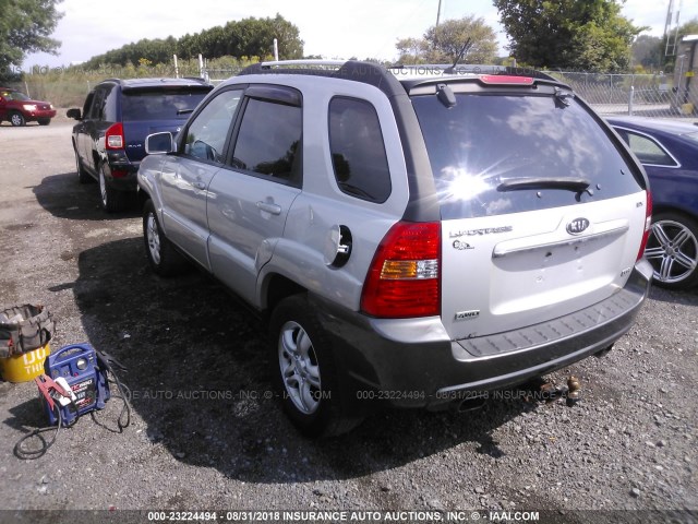 KNDJE723687523192 - 2008 KIA SPORTAGE EX/LX SILVER photo 3