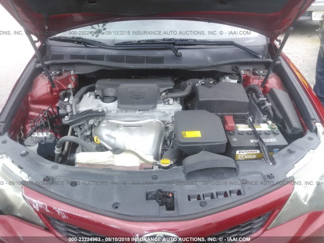 4T1BF1FK6CU590820 - 2012 TOYOTA CAMRY SE/LE/XLE წითელი ფოტო 10