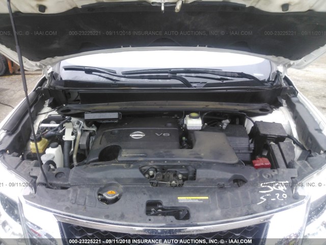5N1AR2MM7EC667300 - 2014 NISSAN PATHFINDER S/SV/SL/PLATINUM WHITE photo 10
