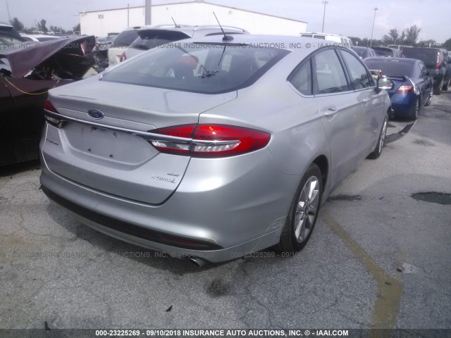 3FA6P0LU6HR357589 - 2017 FORD FUSION SE HYBRID SILVER photo 4