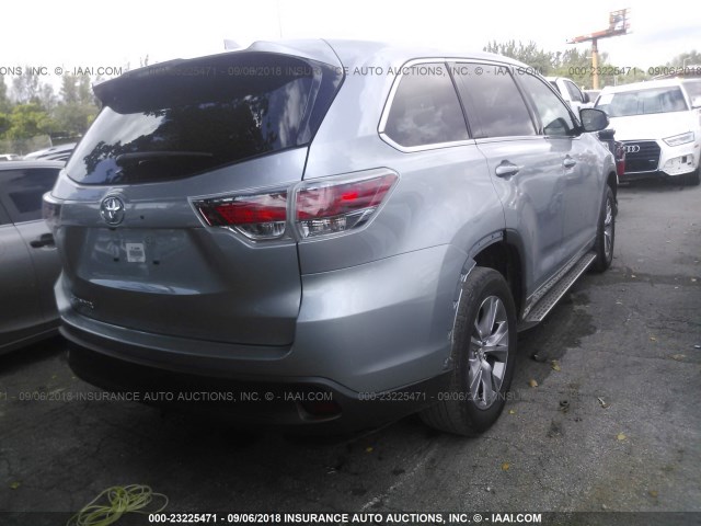 5TDZKRFH9FS056639 - 2015 TOYOTA HIGHLANDER LE/LE PLUS SILVER photo 4