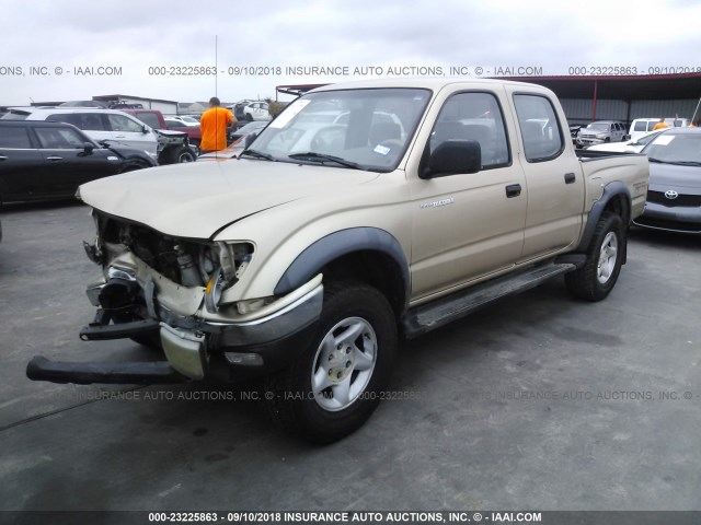 5TEGN92N01Z749346 - 2001 TOYOTA TACOMA DOUBLE CAB PRERUNNER GOLD photo 2