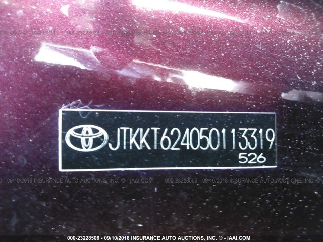 JTKKT624050113319 - 2005 TOYOTA SCION XA მუქწითელი ფოტო 9