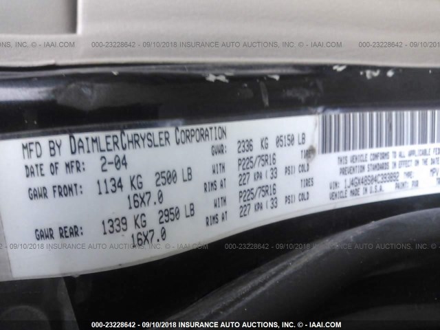 1J4GX48S04C393892 - 2004 JEEP GRAND CHEROKEE LAREDO/COLUMBIA/FREEDOM 黑色 照片 9