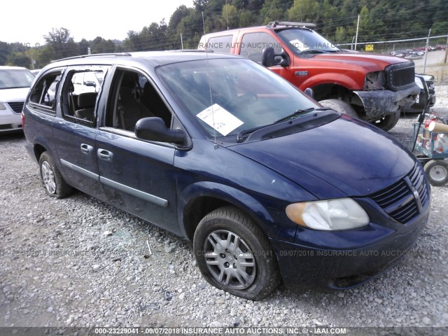 1D4GP24R45B210775 - 2005 DODGE GRAND CARAVAN SE BLUE photo 1