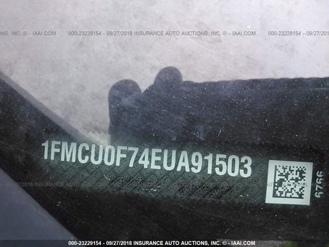 1FMCU0F74EUA91503 - 2014 FORD ESCAPE S GRAY photo 9