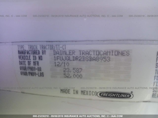 1FUJGLDR2BSBA8953 - 2011 FREIGHTLINER CASCADIA 125  Unknown photo 10