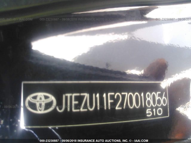 JTEZU11F270018056 - 2007 TOYOTA FJ CRUISER BLACK photo 9