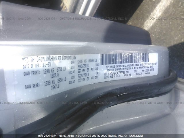 1J4GW48N54C292733 - 2004 JEEP GRAND CHEROKEE LAREDO/COLUMBIA/FREEDOM 银色 照片 9