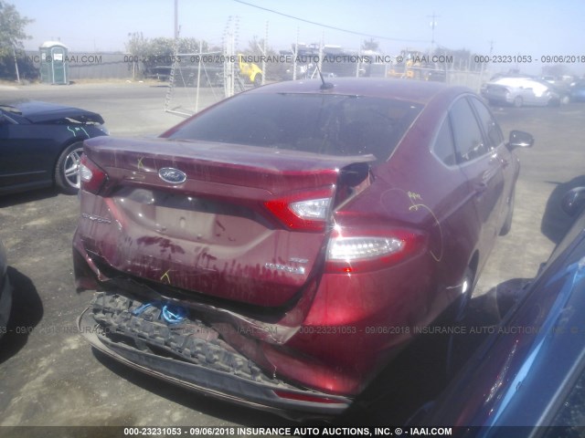 3FA6P0LU5ER203905 - 2014 FORD FUSION SE HYBRID RED photo 4