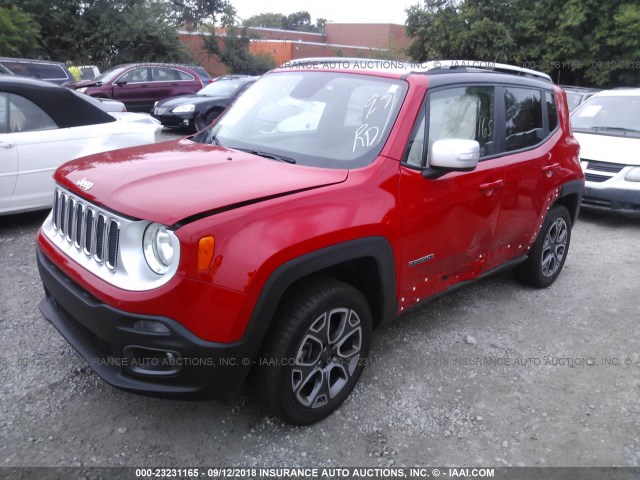 ZACCJBDT3FPB33560 - 2015 JEEP RENEGADE LIMITED RED photo 2