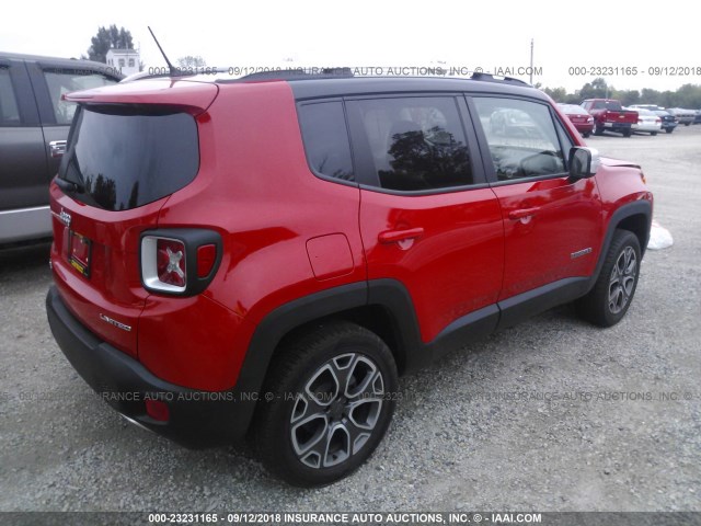 ZACCJBDT3FPB33560 - 2015 JEEP RENEGADE LIMITED RED photo 4