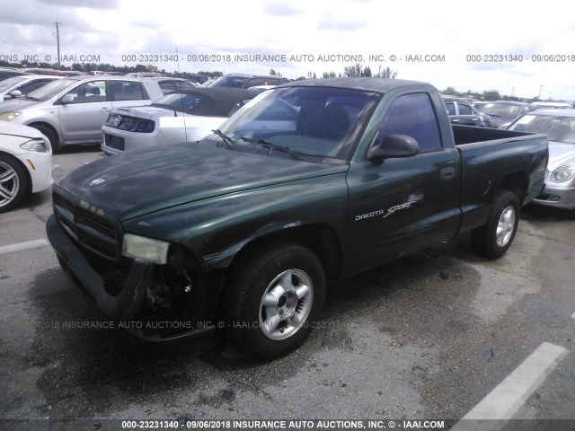 1B7FL26P3XS219809 - 1999 DODGE DAKOTA GREEN photo 2