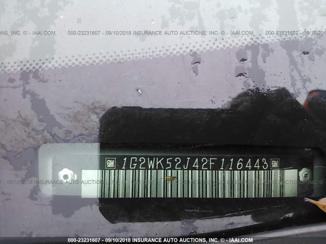 1G2WK52J42F116443 - 2002 PONTIAC GRAND PRIX SE 灰色 照片 9