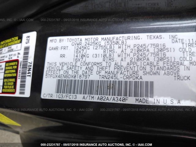 5TFUX4EN6DX018797 - 2013 TOYOTA TACOMA ACCESS CAB Grau Foto 9