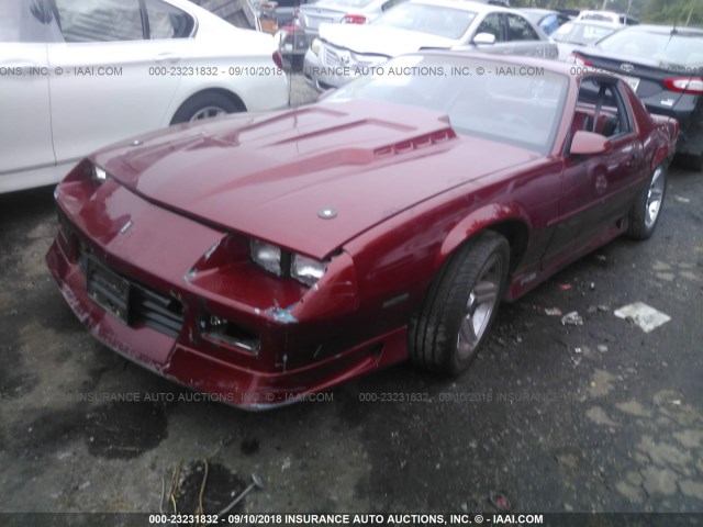 1G1FP23E7ML175528 - 1991 CHEVROLET CAMARO RS RED photo 2