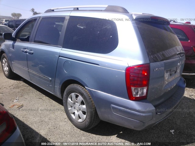 KNDMC233376030465 - 2007 HYUNDAI ENTOURAGE GLS/SE/LIMITED Light Blue photo 3