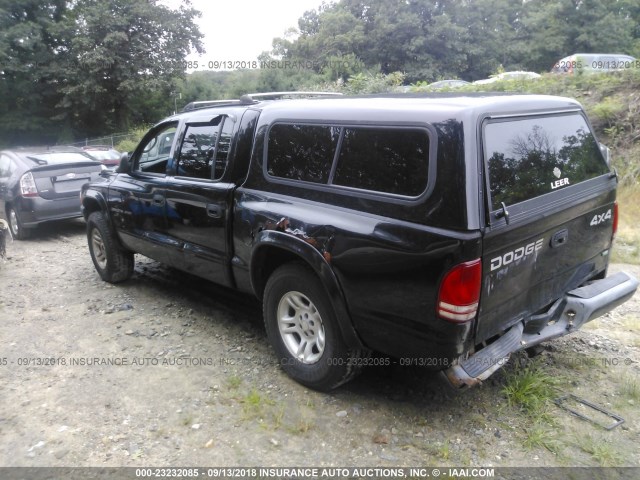 1B7HG38N22S615690 - 2002 DODGE DAKOTA QUAD SPORT/QUAD R/T BLACK photo 3