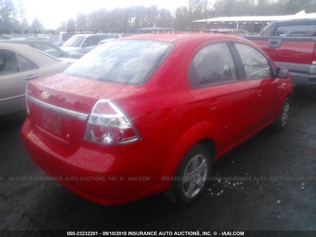 KL1TD56E99B607282 - 2009 CHEVROLET AVEO LS/LT RED photo 4