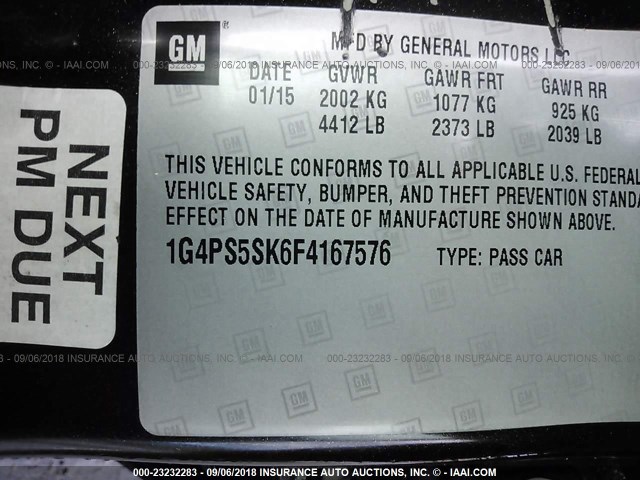 1G4PS5SK6F4167576 - 2015 BUICK VERANO BLACK photo 9