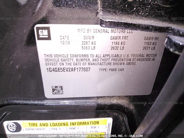 1G4GE5EV2AF177807 - 2010 BUICK LACROSSE CXS BLACK photo 9