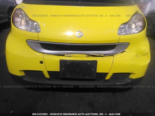 WMEEJ31XX8K063768 - 2008 SMART FORTWO PURE/PASSION YELLOW photo 6