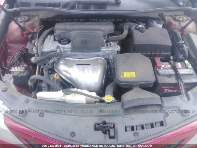 4T1BF1FK0CU543217 - 2012 TOYOTA CAMRY SE/LE/XLE წითელი ფოტო 10