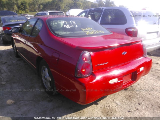 2G1WW12E559144589 - 2005 CHEVROLET MONTE CARLO LS წითელი ფოტო 3