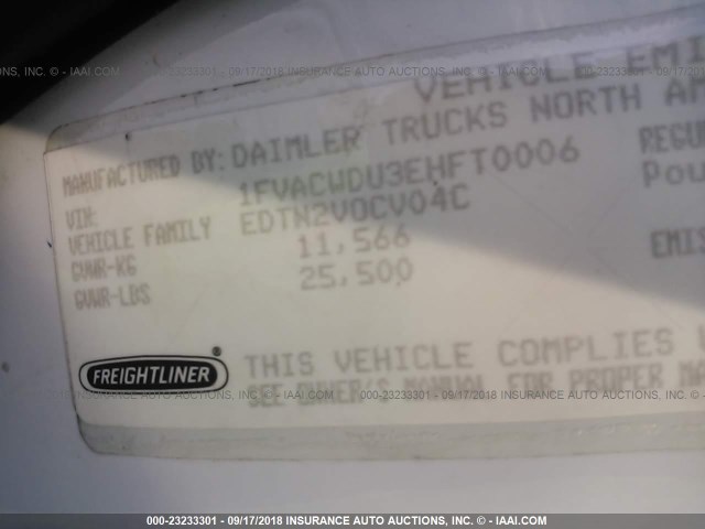 1FVACWDU3EHFT0006 - 2014 FREIGHTLINER M2 106 MEDIUM DUTY WHITE photo 10