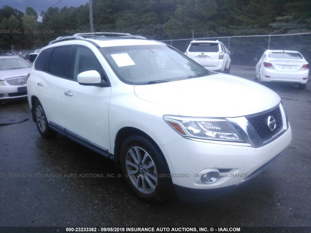 5N1AR2MN1EC714197 - 2014 NISSAN PATHFINDER S/SV/SL/PLATINUM WHITE photo 1