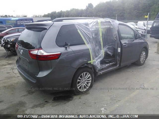 5TDYZ3DCXHS767118 - 2017 TOYOTA SIENNA XLE/LIMITED GRAY photo 4