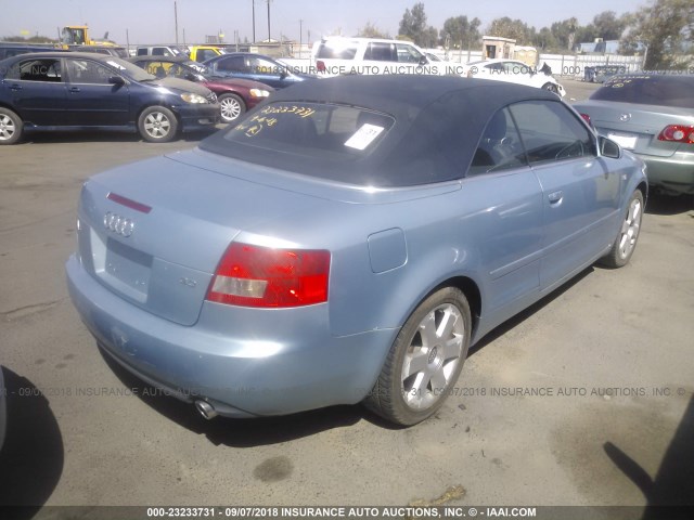 WAUAT48H13K008711 - 2003 AUDI A4 3.0 CABRIOLET BLUE photo 4